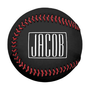 Pelota De Béisbol Negrita & Moderna Tu Nombre o Palabra Blanco Sob
