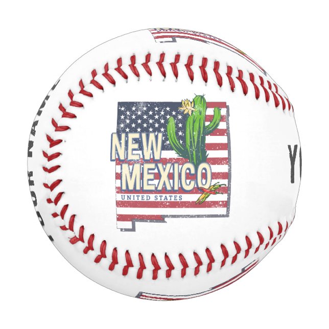Pelota De Béisbol New Mexico State Estados Unidos Map Vintage USA (Anverso izquierdo)