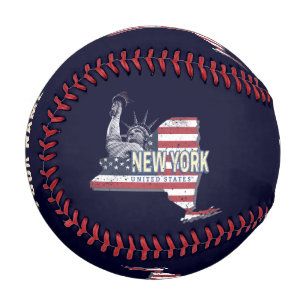 Pelota De Béisbol New York State Estados Unidos Retro Map Vintage US