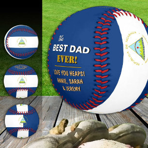Pelota De Béisbol Nicaragua Mejor Papá, Bandera Patriótica, Nicaragu