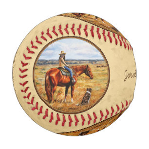 Pelota De Béisbol Niña pequeña de vaca en amarillo de caballo de gan