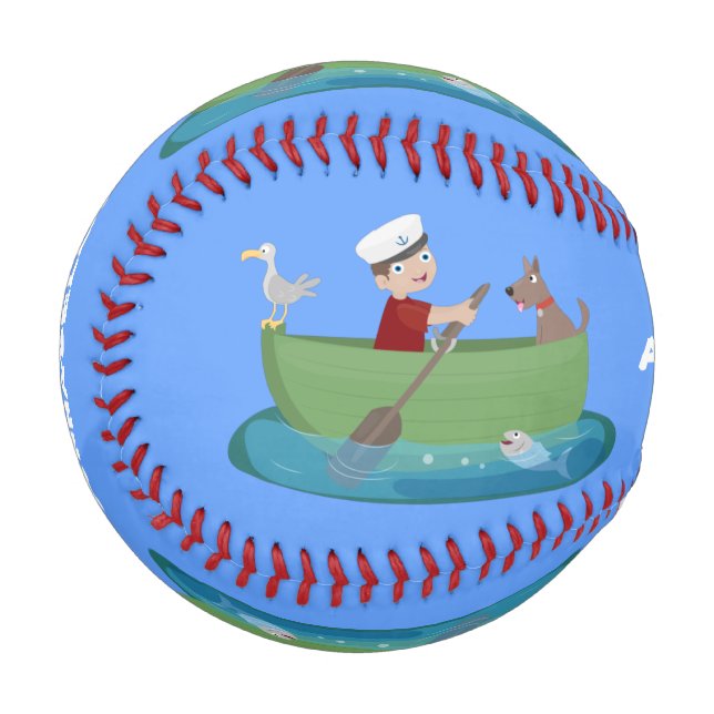 Pelota De Béisbol Niño pequeño marinero y personalizado de un bote d (Anverso izquierdo)