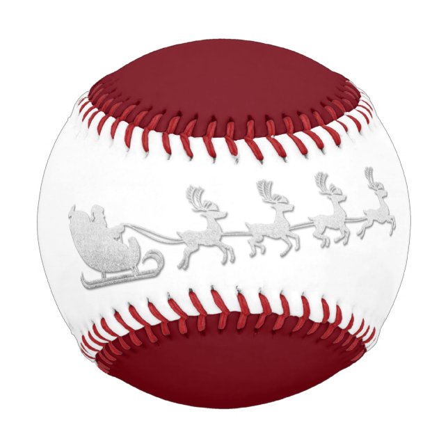 Pelota De Béisbol Nombrar Feliz Navidad Santa Rina Blanco Rojo (Anverso)