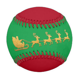 Pelota De Béisbol Nombrar Feliz Navidad Santa Rina Verde Rojo