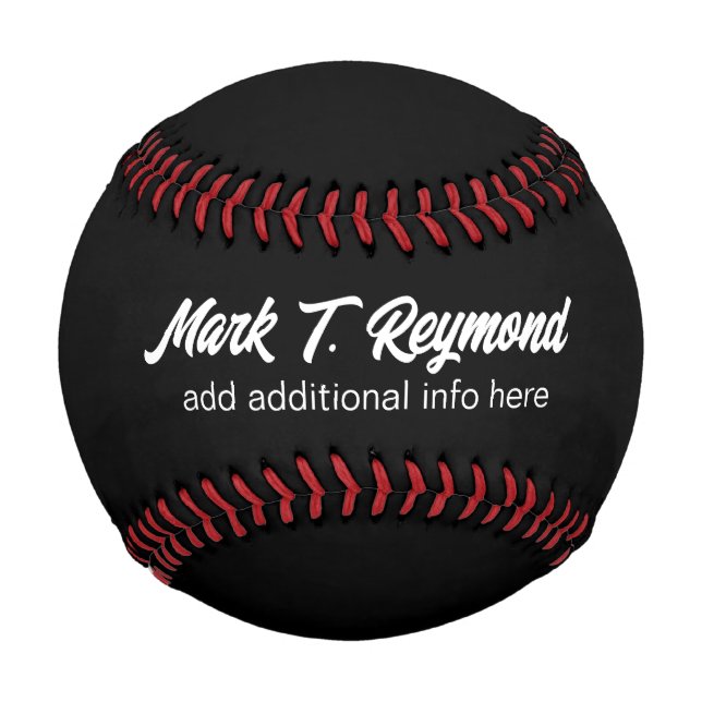 Pelota De Béisbol Nombre de guión moderno en negro (Reverso)