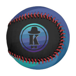Pelota De Béisbol Nombre De Ombre Azul Monograma Inicial Para Hombre