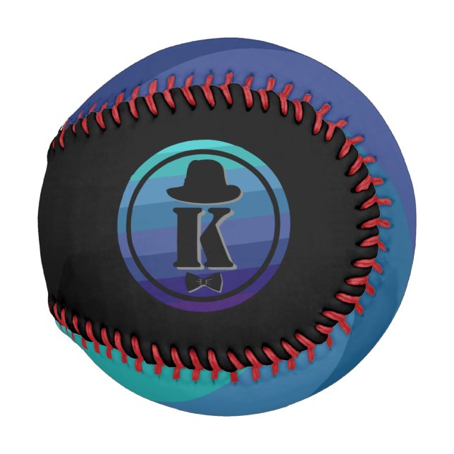 Pelota De Béisbol Nombre De Ombre Azul Monograma Inicial Para Hombre (Anverso derecho)