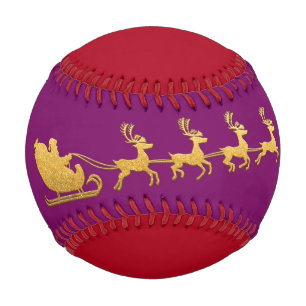 Pelota De Béisbol Nombre Feliz Navidad Santa Rina Púrpura Rojo