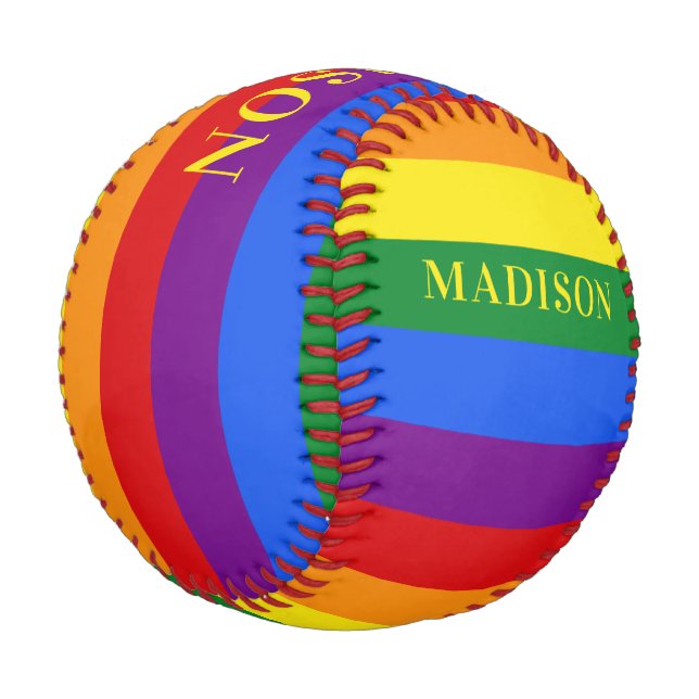 Pelota De Béisbol Nombre personalizado Béisbol con bandera arco iris (Angular)