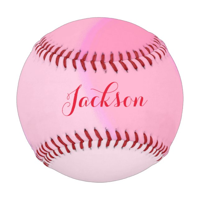 Pelota De Béisbol Nombre personalizado Béisbol de Swirls Rosados (Anverso)