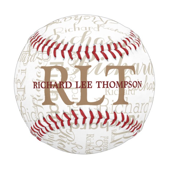 Pelota De Béisbol Nombre personalizado con el monograma personalizad (Anverso)