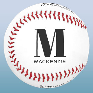 Pelota De Béisbol Nombre personalizado inicial monograma simple