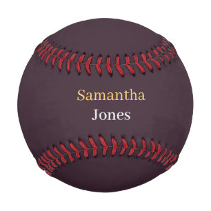 Pelota De Béisbol Nombre personalizado minimalista moderno burdeos