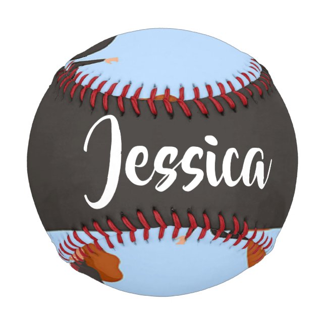 Pelota De Béisbol Nombre personalizado señora navegando por las olas (Anverso)