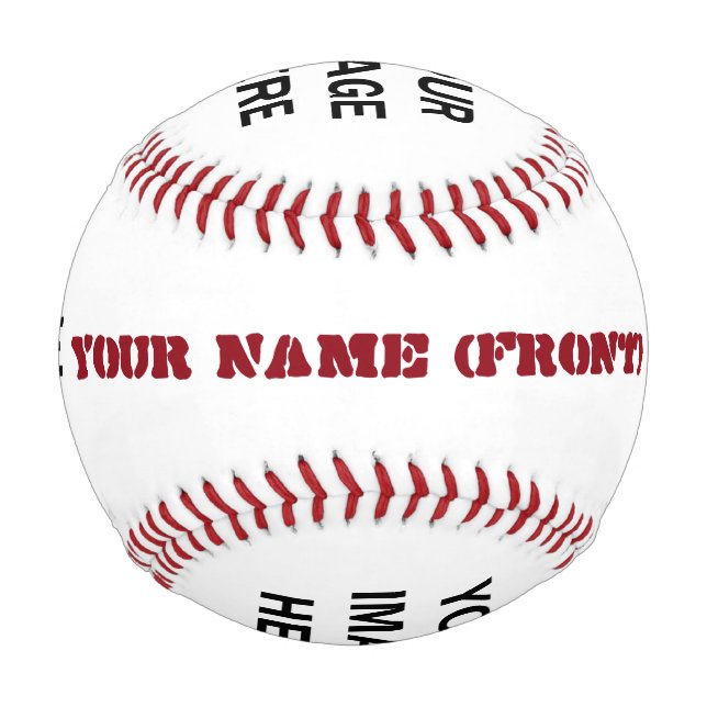 Pelota De Béisbol Nombre personalizado y 4 imágenes Personalizados A (Anverso)