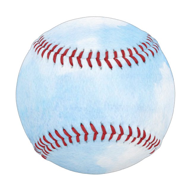 Pelota De Béisbol Nubes acuarelas y fondo del cielo (Anverso)
