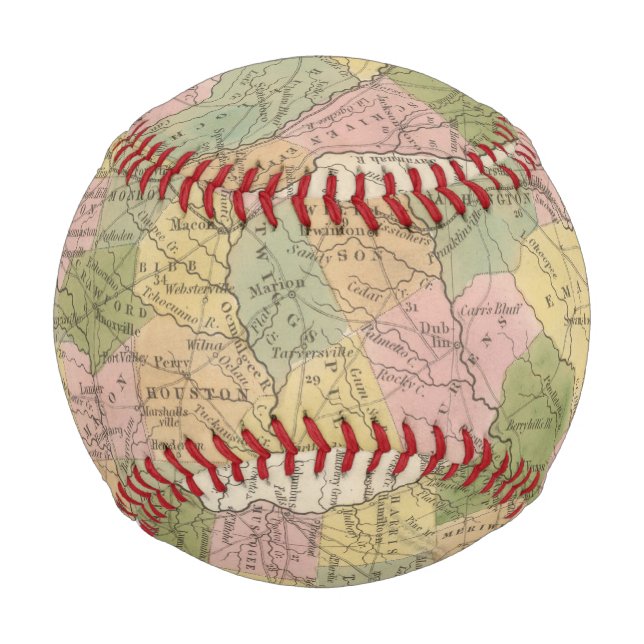 Pelota De Béisbol Nuevo Mapa De Georgia (Anverso)