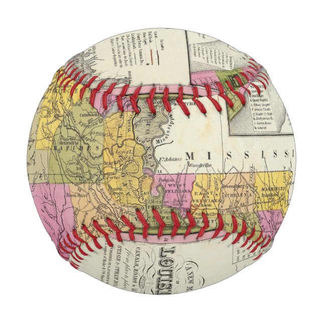 Pelota De Béisbol Nuevo Mapa De Luisiana 3 (Anverso)
