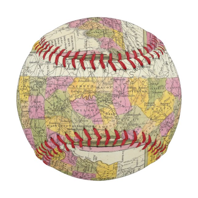 Pelota De Béisbol Nuevo Mapa De Tennessee (Anverso)