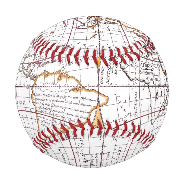 Pelota De Béisbol Nuevo Mapa Del Terraqueoso Béisbol Personalizado D (Reverso)
