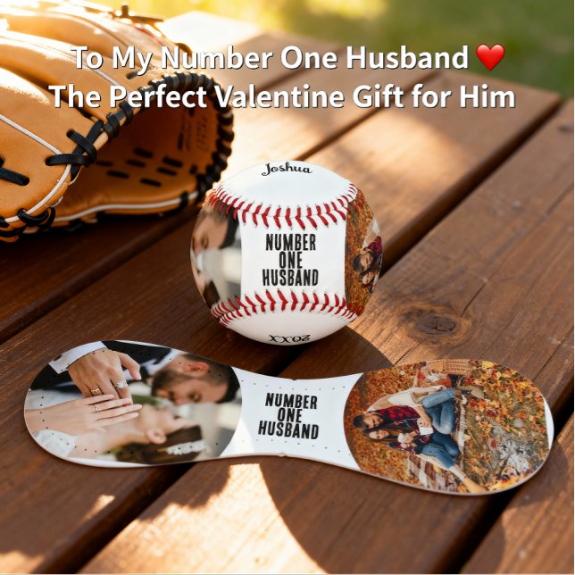 Pelota De Béisbol Number One Husband Valentine’s Day Photo Gift (Subido por el creador)