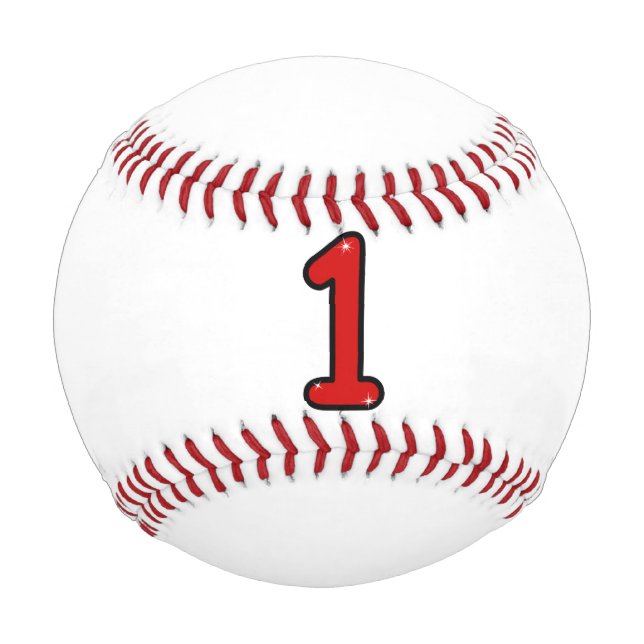 Pelota De Béisbol Número 1, uno, 1 año, número 1, número uno (Anverso)