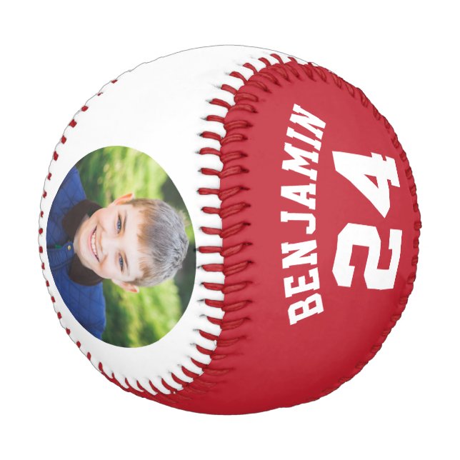 Pelota De Béisbol Número y foto de Jersey rojo (Angular)