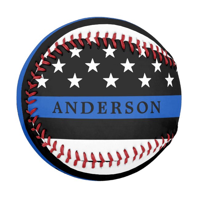 Pelota De Béisbol Oficial de Policía Personalizado de Línea Azul Del (Anverso izquierdo)