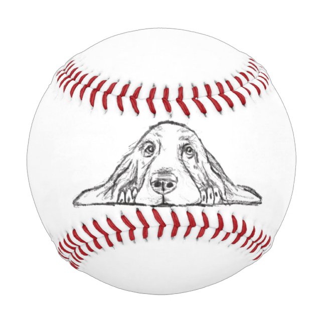 Pelota De Béisbol ojos de perrito simple blanco negro (Anverso)