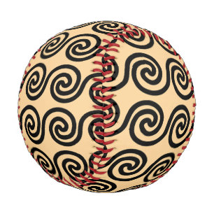 Pelota De Béisbol Olas de patrón de llave Meandro griego Marrón
