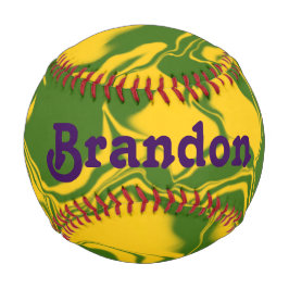Pelota De Béisbol Olas Verdes y Doradas
