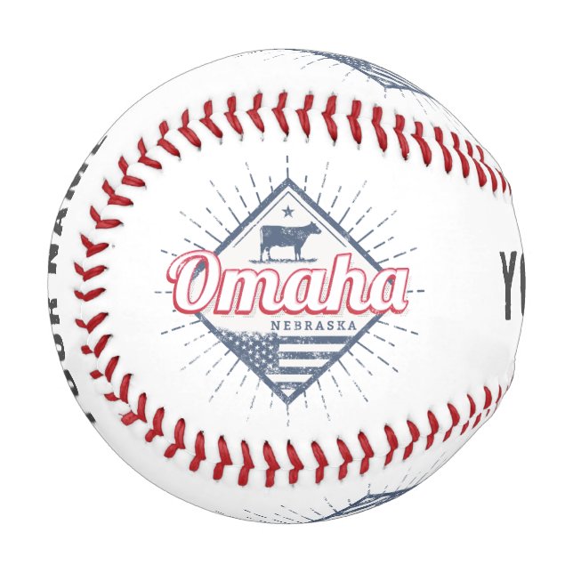 Pelota De Béisbol Omaha City Nebraska Estados Unidos (Anverso izquierdo)