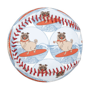 Pelota De Béisbol Onda montando perro de cerdo feliz en la banda de 