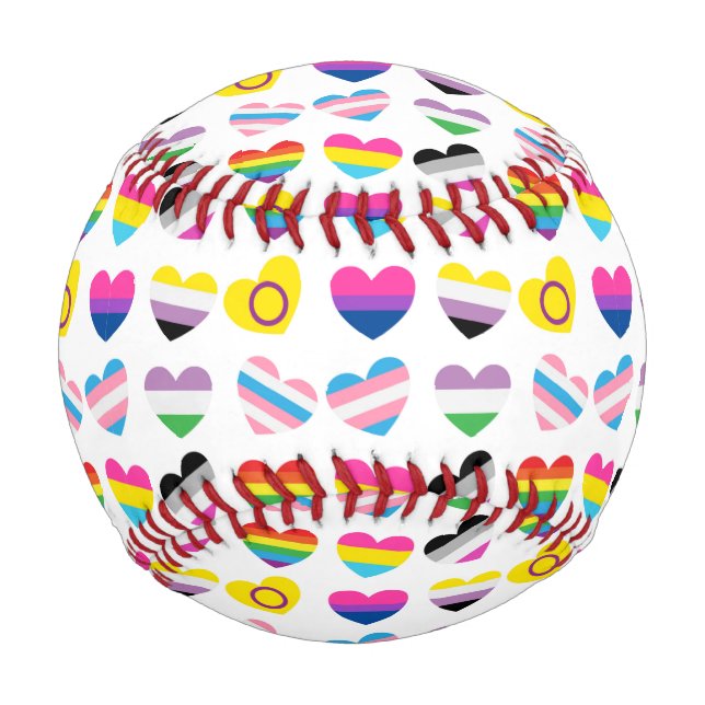 Pelota De Béisbol Orgullo Corazones Béisbol (Anverso)