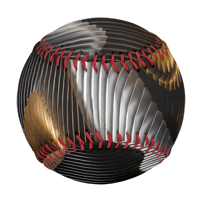 Pelota De Béisbol Oro Negro Cromo 3D Paramétrico (Reverso)