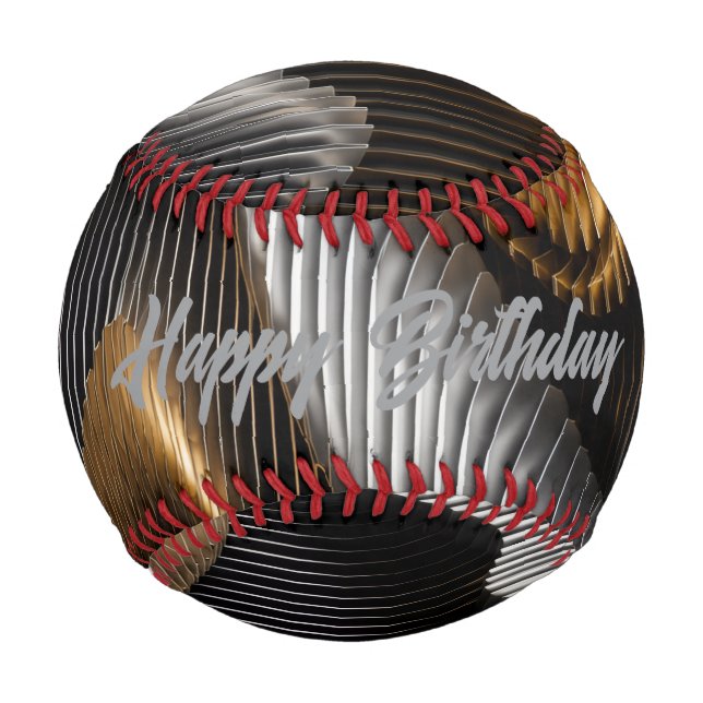 Pelota De Béisbol Oro Negro Cromo 3D Paramétrico (Reverso)