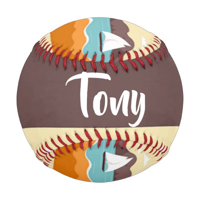 Pelota De Béisbol Paisaje tropical con patrón de yate (Anverso)