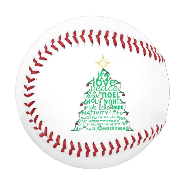 Pelota De Béisbol Palabras del árbol de Navidad (Anverso izquierdo)