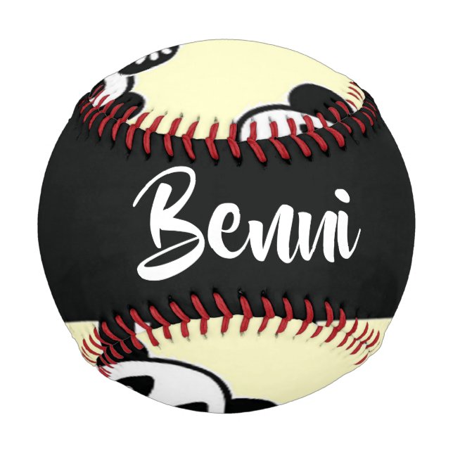 Pelota De Béisbol Panda bear with green bamboo leaves (Anverso)