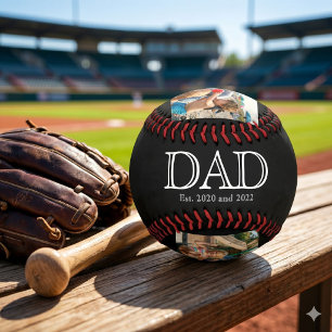 Pelota De Béisbol Papá Est. Blanco Negrita Texto Minimalista 3 Fotos