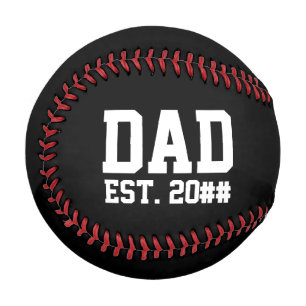 Pelota De Béisbol Papá Est. Plantilla de texto en blanco y negro de 