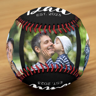 Pelota De Béisbol Papá Estableció Escritura Moderna Negra 3 Foto
