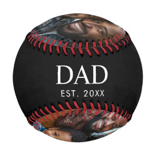 Pelota De Béisbol Papá Estableció Moderna Negra Simple 3 Foto