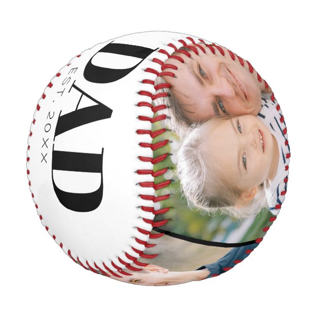 Pelota De Béisbol Papá Personalizado Año de Establecimiento 3 Foto D (Angular)