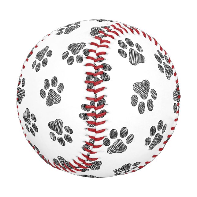 Pelota De Béisbol Papas de perro, garras de perro, patas negras (Angular)