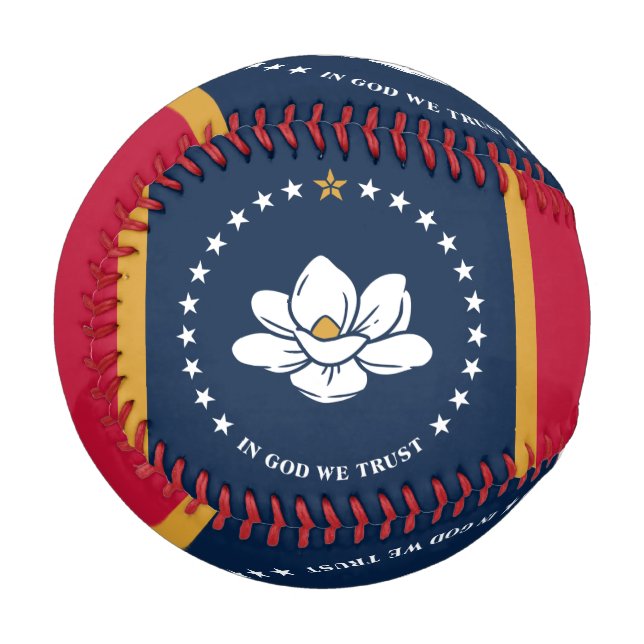 Pelota De Béisbol Patriotic baseball with flag of Mississippi, USA (Anverso izquierdo)