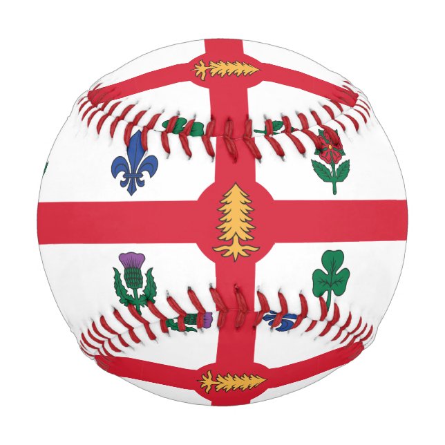 Pelota De Béisbol Patriotic baseball with flag of Montreal, Canada (Anverso)