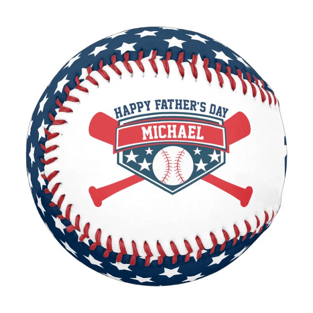 Pelota De Béisbol Patriótico Feliz Día del Padre (Anverso izquierdo)
