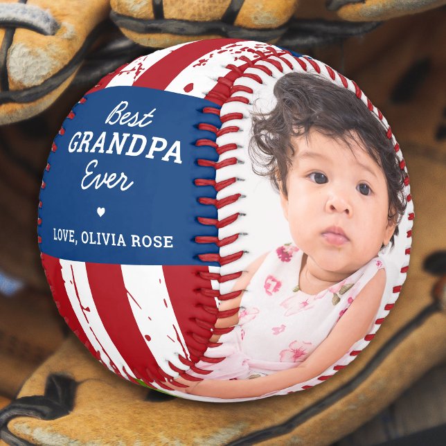 Pelota De Béisbol  Patriótico GRANDPA Personalizado de Bandera Ameri (Subido por el creador)