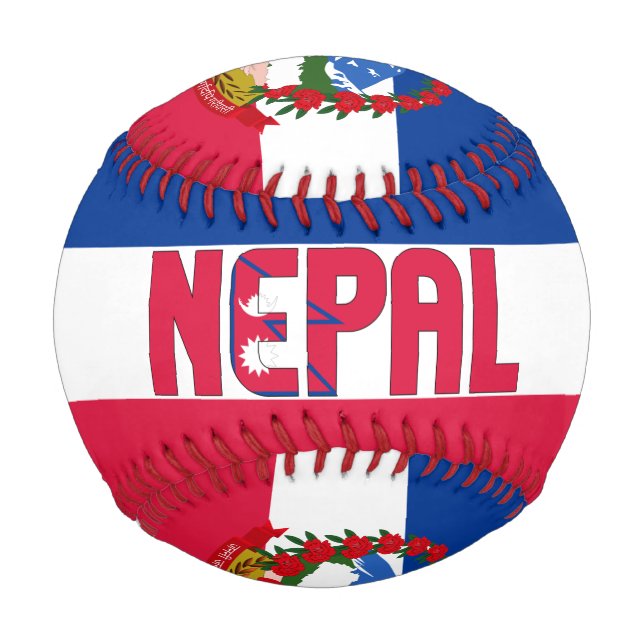 Pelota De Béisbol Patriotismo de la bandera de Nepal y el escudo de  (Anverso)
